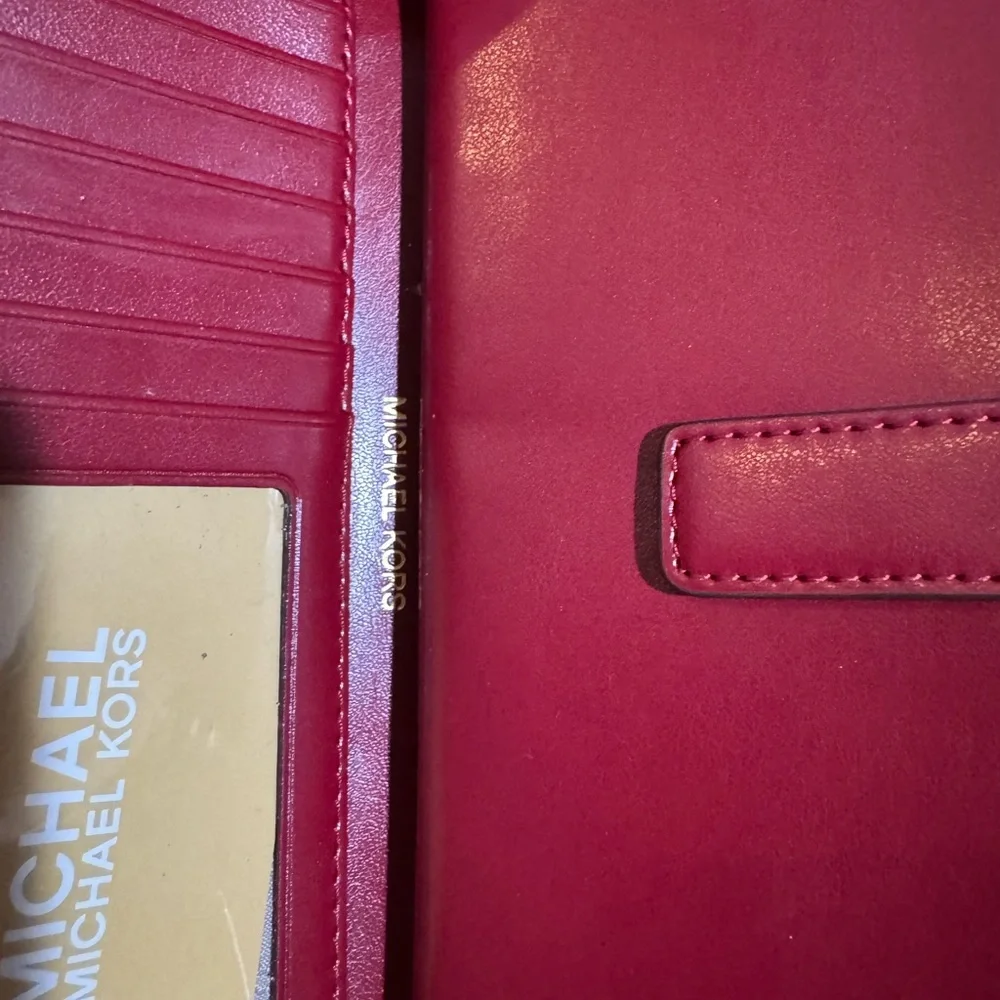 NWT MICHAEL Michael Kors Metallic Red Clutch - Picture 6 of 12